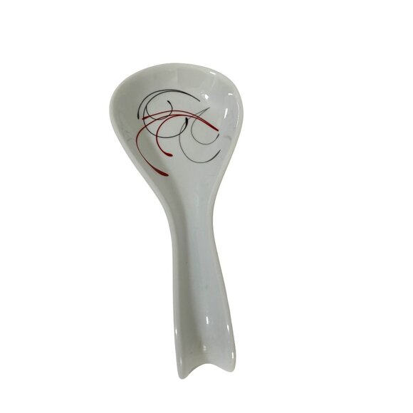 Corelle Red Black Splendor Spoon Rest Squiggle Line - Picture 3 of 4